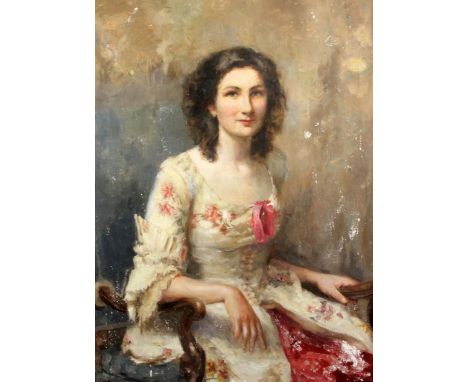 Anthony Devas (1911-1958)oil on canvas,Portrait of a lady seated in an armchair,signed,40 x 30in.