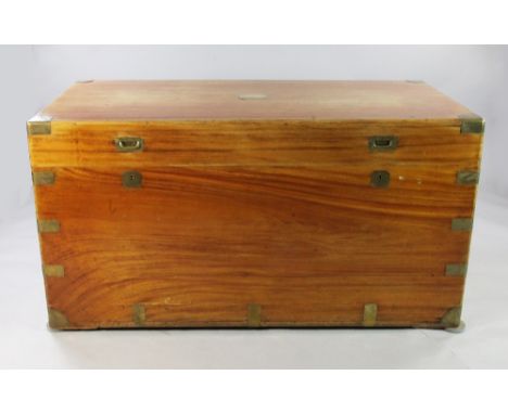 A large early 20th century brass bound camphorwood trunk, the lid with internal label marked 'Made in Canton, Hupwo', 4ft 9in