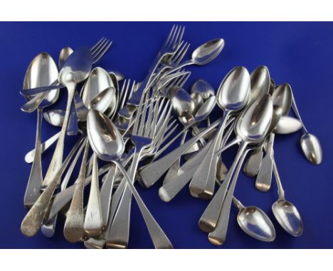 Forty seven assorted items of 19th century silver mainly Old English pattern flatware, some with engraved initials, various d