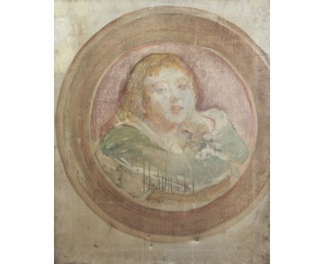 English Schooloil on canvas,Study for a portrait of a child,30 x 25in., unframed