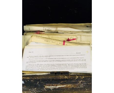 Collection of deeds in tin trunk, predominantly 1930s, relating to Albert Shubotham and George Shubotham of the Royal Standar
