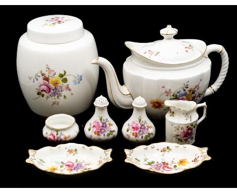 A Royal Crown Derby Posies tea and dinner ware collection including teapot, coffee pot, teacups and saucers, side plates, cof