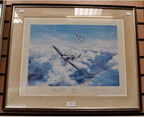 Two signed limited edition prints, comprising Spitfire by Robert Taylor, signed first edition print, and the last of the few,