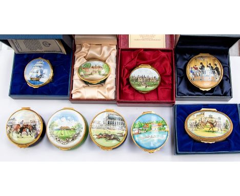A group of 20th Century&nbsp;enamel various boxes maker's include Royal Worcester, Staffordshire and Halcyon Days - titles:&n