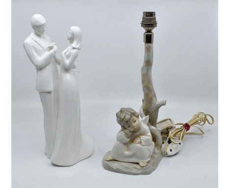 A Royal Doulton figure Images, Congratulations HN3351, with box and a Lladro figural table lamp