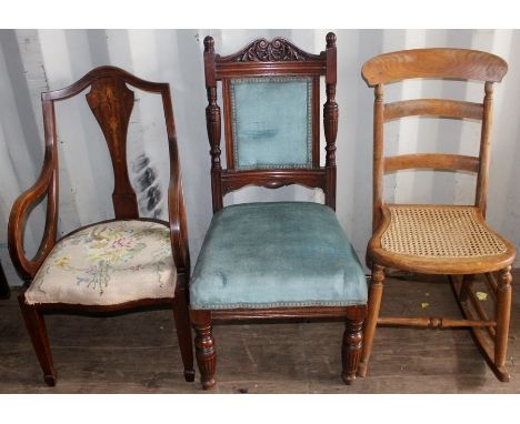 ***OBJECT LOCATION BISHTON HALL*** A collection of four various chairs, comprising a George III joined oak chair in the manne