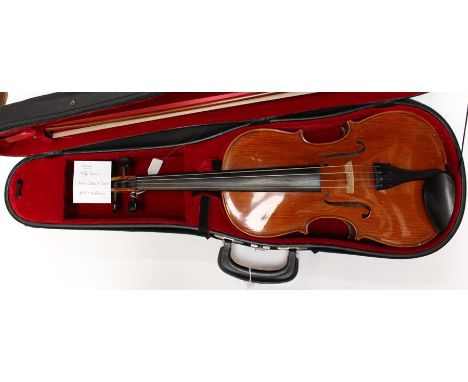&nbsp;A viola, unlabelled, length of back 397 mms approx, with case and bow