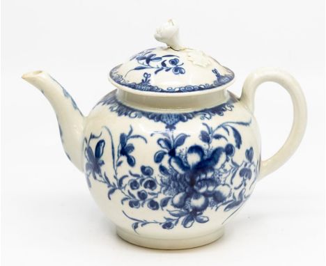 A Worcester first period teapot and cover, Mansfield pattern