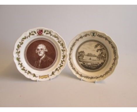 A Wedgwood Plate with a printed portrait of Josiah Wedgwood FRS . To commemorate the 250th Anniversary of the birth in 1730 o