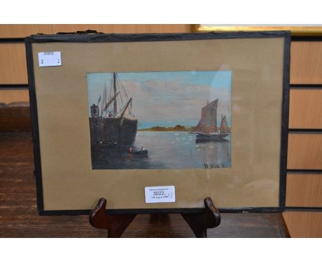Two coastal scenes, English School, 19th Century, oil on board, signed l r W Wark, unframed, glazed, 12 x 17 cm.