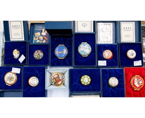 Halcyon Days Enamels: A group of various 20th Century&nbsp;enamel boxes to include: I Love You; Royal Wedding HRH Prince Andr