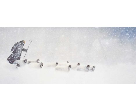 Mackenzie Thorpe (b.1956) "In Snow" Signed, inscribed and numbered 772/850, giclee print, 27cm by 55cm Sold together with a c