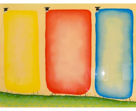 Mackenzie Thorpe (b.1956)"Three Sheep"Signed, inscribed and numbered 229/295, giclee print, 65cm by 80.5cm