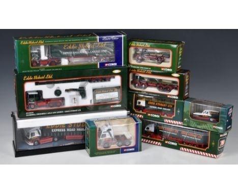A collection of various boxed Corgi Eddie Stobart vehicles to include Leyland -Daf Curtain side 75403; Scammel Crusader 3 Axl