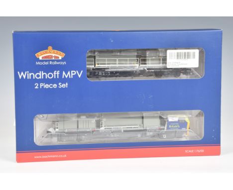A boxed Bachmann OO gauge 31575 Network Rail Windhoff MPV 2 Piece Set DCC fitted, nos. DR98906 and DR98956, dark blue and yel