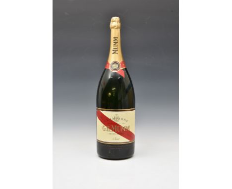 A large vintage methuselah size 'G.H.MUMM' Champagne display / factice bottle 600cl, 24in. (61cm.) high. 
