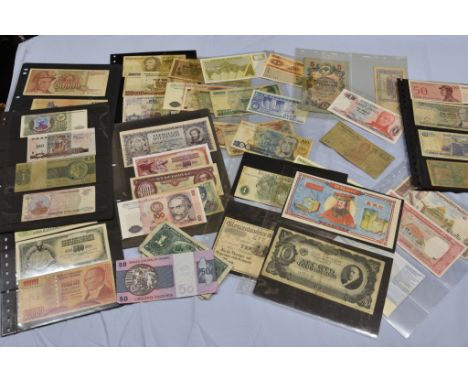 A collection of various vintage Worldwide banknotes. 