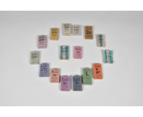 A large collection of vintage Guernsey Bus ticket booklets mostly advertising "RANDALL'S". 