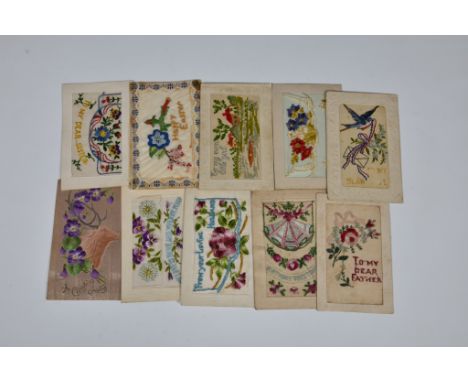 A large collection of vintage &amp; antique silk postcards to include military. (quantity) 