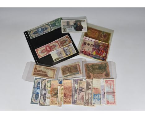 A large collection of various Worldwide vintage banknotes. all used, creased etc. 
