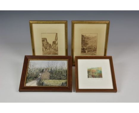 Jo Barry RE (British, b.1944)'Summer's Drowsy Bed', coloured etching, 44/150, 2 3/8 x 2 ¾in. (6 x 7cm.), framed 7 ½ x 7 ¼in. 
