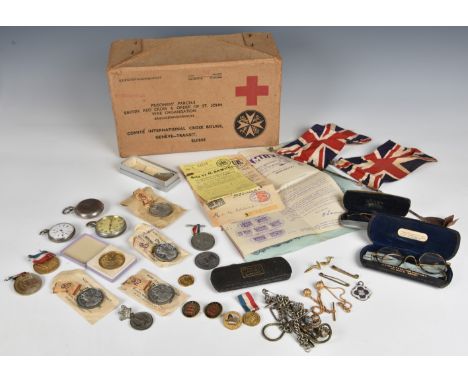 Guernsey German Occupation interest - Ephemera - collectables etc to include a Red Cross parcel, stamped 'Caernarfon'; intere