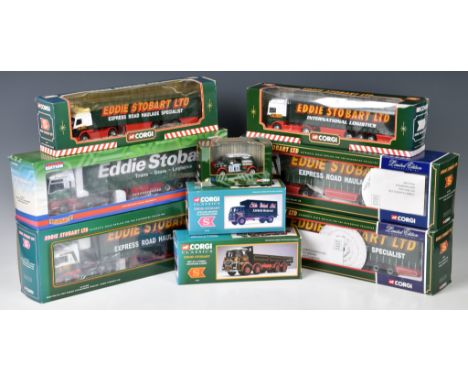 A collection of various boxed Corgi Eddie Stobart vehicles to include MAN TGA XL Step Frame curtain side trailer CC13405; MAN