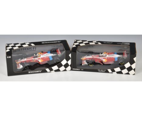 Two boxed 1:18 scale Minichamps die-cast Williams F1 Racing Cars to include 1st Edition Promotional Showcar 1999 A. Zanardi &