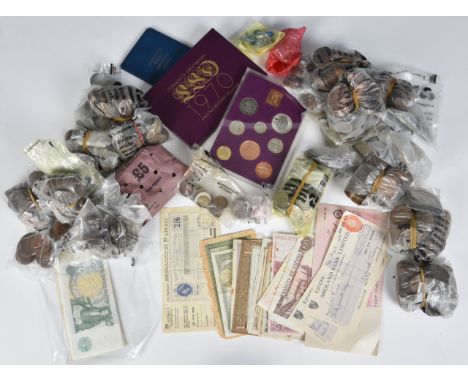 A large collection of vintage worldwide coinage and banknotes of varying grades, dates etc. * viewing recommended. 