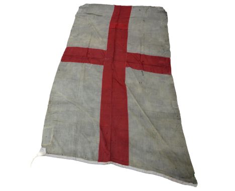 Two vintage cotton St Georges Cross flags the largest 72 x 140in. (182.8 x 355cm.) approximately. (2) *Some strengthening to 