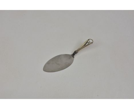 A mid-century Danish silver handled and steel bladed small server / cake slice stamped F. Hingelberg .925 &amp; Sterling Denm