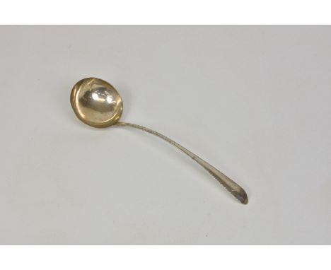 A George II Irish Old English thread pattern silver soup ladle Michael Smith, Dublin 1757, the terminal with diamond shaped c