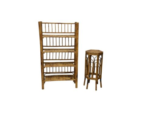 A Chinese folding bamboo set of open shelves by Chaoching of Beijing mid-20th century, 28½ x 12¾in. (72.5 x 32.5cm.), 51¼in. 