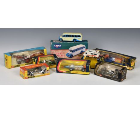 A collection of boxed Corgi die-cast vehicles to include Arnold Sundquist's 'Silver Streak' Swedish Jet Car 169; Land-Rover, 