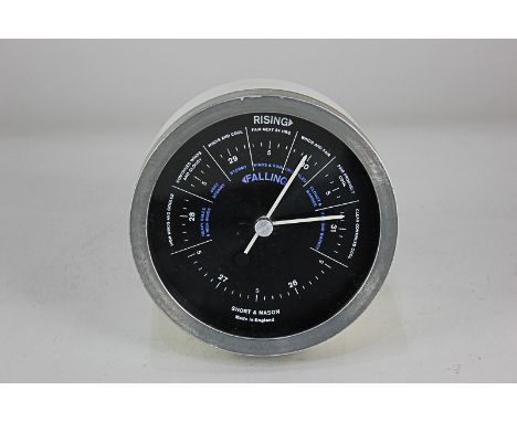 A Short &amp; Mason ships barometer, in circular enamel case, 12cm diameter