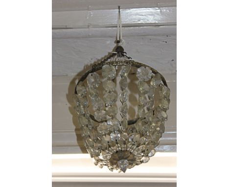 A brass and cut glass bag drop light shade 18cm