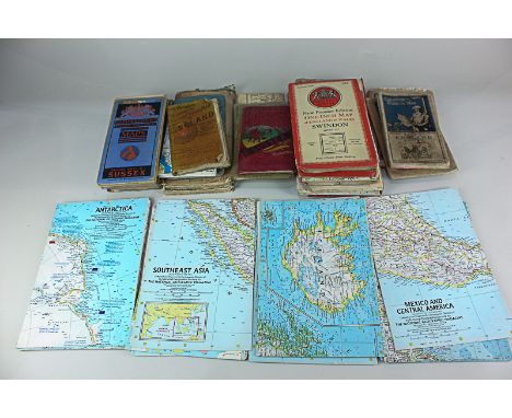 A collection of cloth maps including Cruchley's County Maps of England for cyclists &amp; tourists, Bacons cycling maps, a Ph