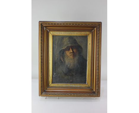 Victorian School, portrait of a fisherman, oil on canvas, (a/f) 35cm by 25cm 