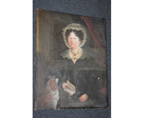 19th century school, portrait of a woman wearing lace bonnet, unframed, (a./f) 61cm by 49cm