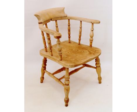 A stripped beech and elm smoker's bow armchair - 62cm wide, 83cm high.