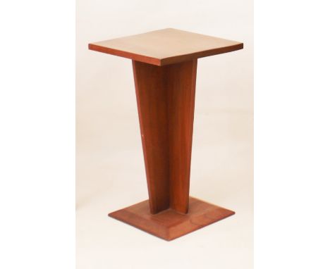 A vintage mahogany occasional or lamp table - 1960s-70s, the square top on a tapered, X-form support and bevelled plinth base
