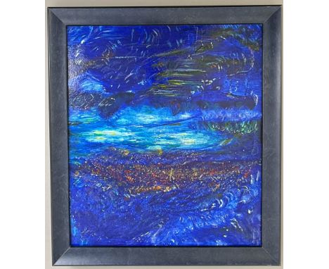 Alan Haylock (British, contemporary) 'Cosmic Light, In Memory of Arthur C. Clarke' acrylic on board, signed with initial lowe
