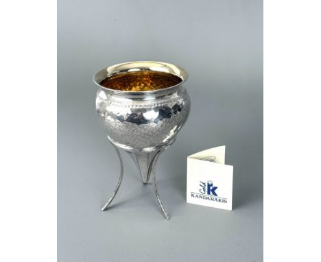 A Greek sterling silver replica of a Ryto horn-shaped vase - by J. Kandarakis of Kallithea, the original from the Palace of Z