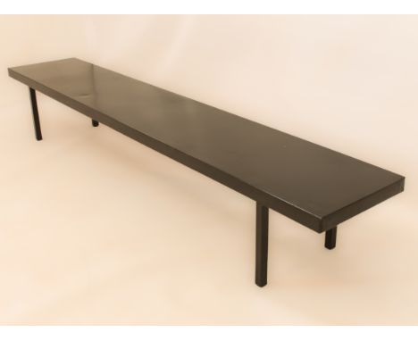 A black painted steel low table or bench - (LWH 191 x 33.5 x 30.5cm)