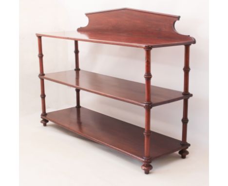 An unusually large mid-19th century mahogany country house three-tier open buffet - the peaked gallery back over three tiers 