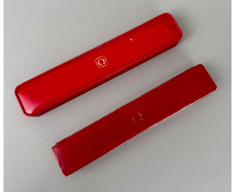 Two vintage Omega wristwatch cases - 21cm and 22cm long.