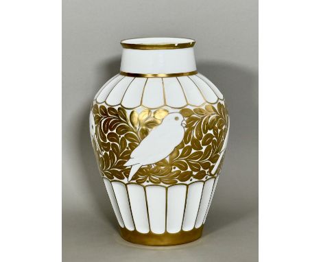 A German porcelain vase by Professor Fritz Klee for Hutschenreuther - of ovoid form with a slightly tapered neck, decorated w