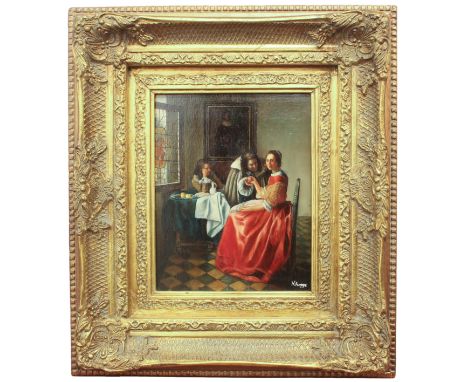 Khoppe (20th Century) Raising a toast oil on panel, signed lower right 9½ x 7½in (24 x 19cm), reproduction gilt frame