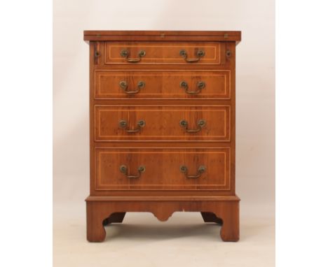 A reproduction burr yew veneered bachelor's-style chest of drawers by Reprodux (Bevan Funnell Ltd) - of small proportions, th