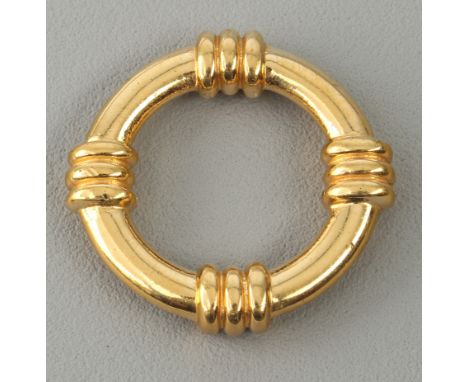 A vintage Herm&egrave;s gold-plated scarf ring - of lifebuoy form, stamped 'Herm&egrave;s Made In France', 3.1cm diameter.